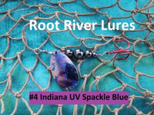 UltraViolet Ultra Violet UV Red Hook Hemalyke Beads Indiana Inline Spinner Trout Smallmouth Largemouth Bass Walleye Sauger Striped White stream river lake reservoir Glow