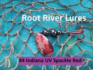 UltraViolet Ultra Violet UV Red Hook Hemalyke Beads Indiana Inline Spinner Trout Smallmouth Largemouth Bass Walleye Sauger Striped White stream river lake reservoir Glow