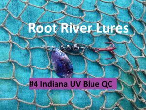 UltraViolet Ultra Violet UV Red Hook Hemalyke Beads Indiana Inline Spinner Trout Smallmouth Largemouth Bass Walleye Sauger Striped White stream river lake reservoir Glow Quick Change Bucktails Barbless