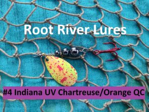 UltraViolet Ultra Violet UV Red Hook Hemalyke Beads Indiana Inline Spinner Trout Smallmouth Largemouth Bass Walleye Sauger Striped White stream river lake reservoir Glow Quick Change Bucktails Barbless
